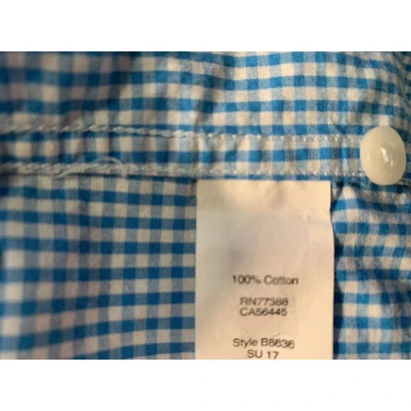 J. Crew 100% Cotton Blue Gingham Medium Slim-16" Collar-42" Chest Button Down - Picture 5 of 14